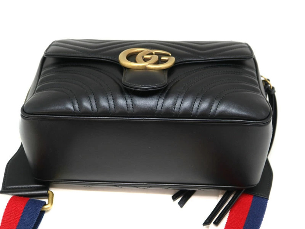 Gucci Shoulder Marmont Black Leather Bag GG - Picture 5 of 6
